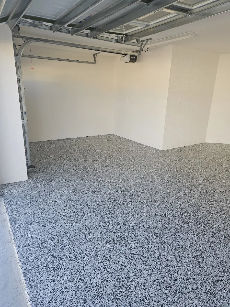 Durable epoxy coating applied to a residential garage floor